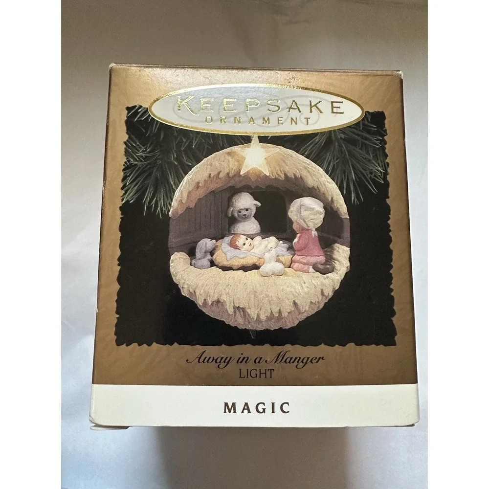 Hallmark Keepsake Ornament AWAY IN A MANGER-Nativity Magic Light 1994